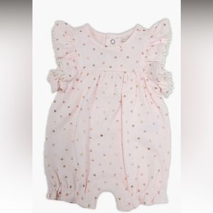 Baby Girl Pink Romper with Gold Foil Print